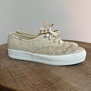 CLEARANCE! Kate Spade x Keds Womens Size 8.5 Glitter Celebrations Sneakers Ivory